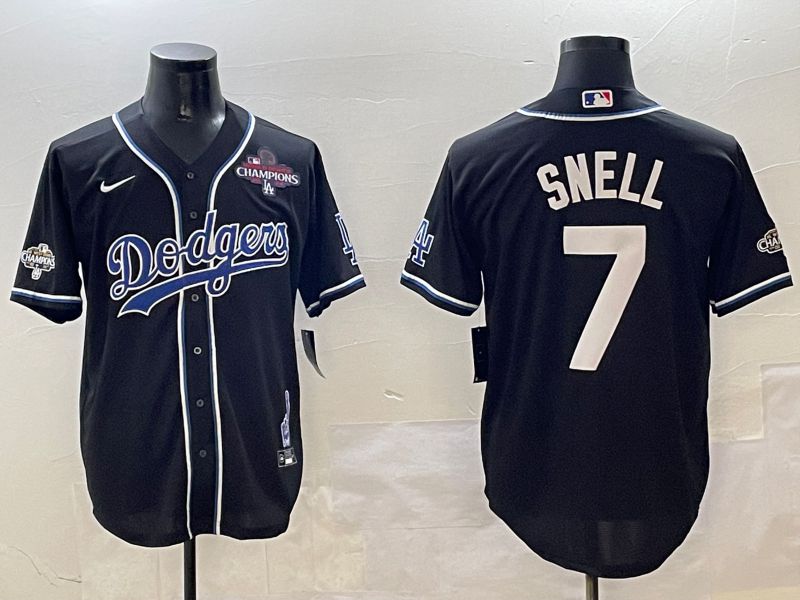 Men Los Angeles Dodgers #7 Snell Black Fashion Game 2025 Nike MLB Jersey style 3061